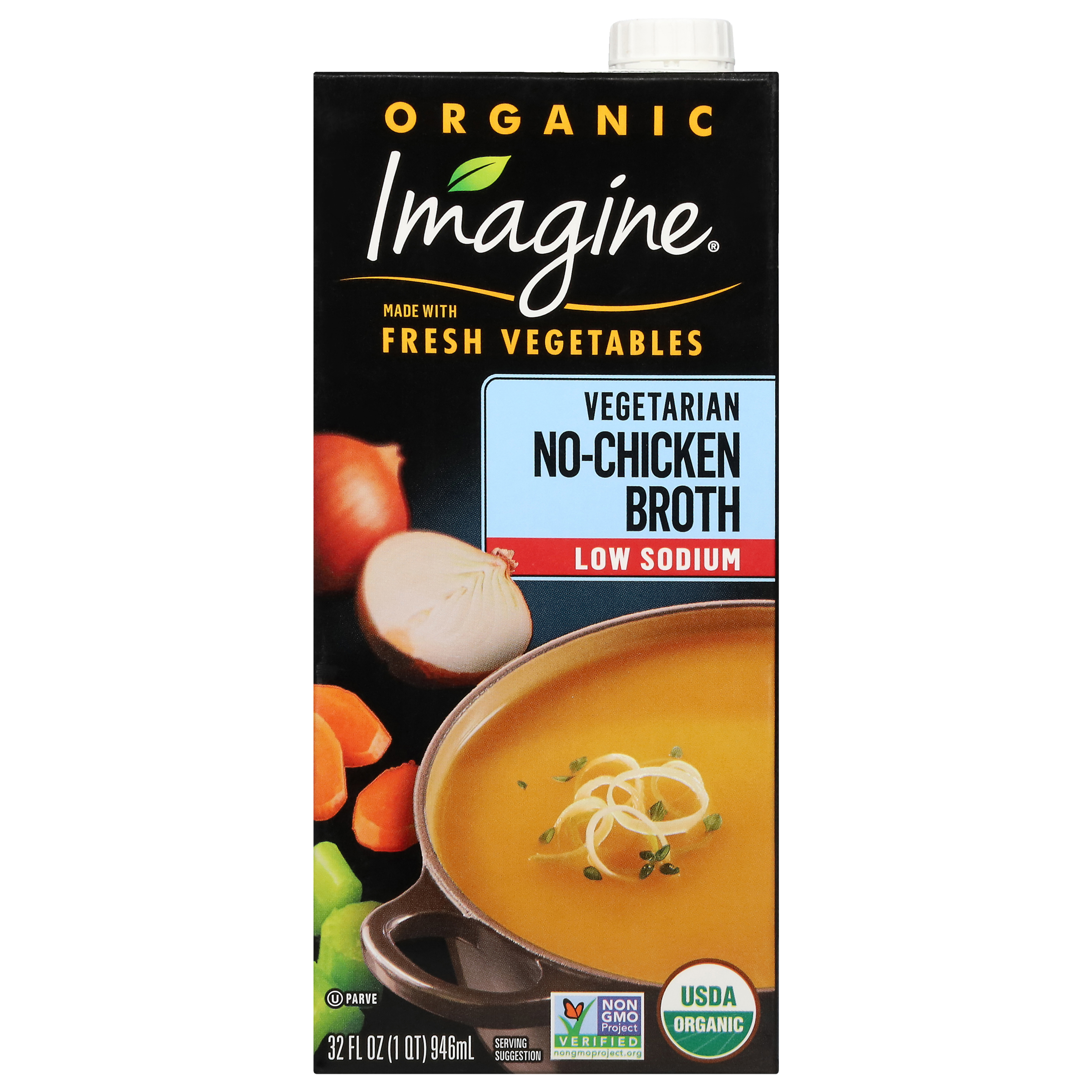 M94698 Imagine Low Sodium Organic Vegetarian No Chicken Broth