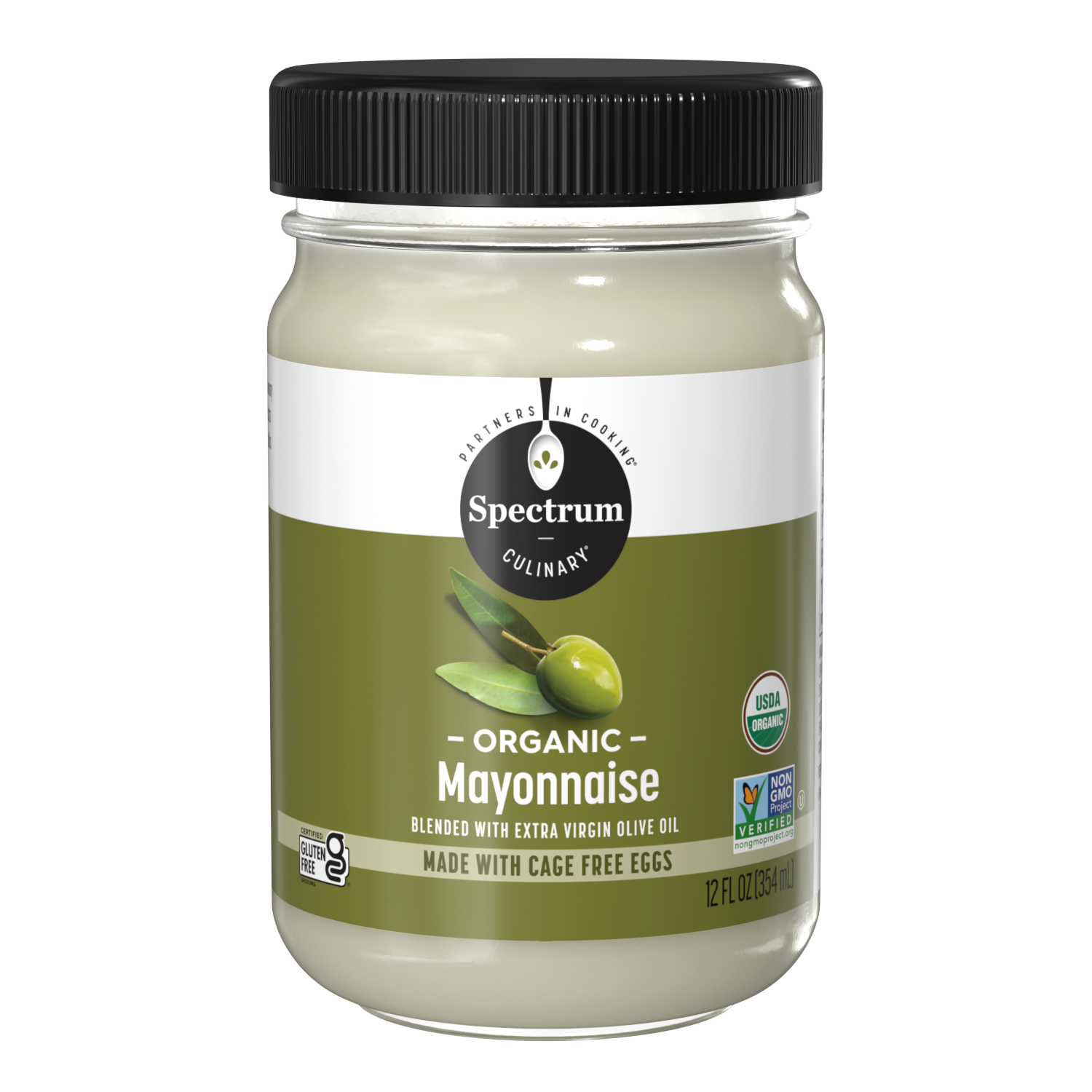 Spectrum EVOO OrgMayonnaise 12oz Front Render